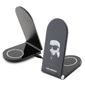 Lagerfeld Беспроводное СЗУ MagSafe Wireless Desk Foldable charger 15W NFT Karl, Ikonik Black