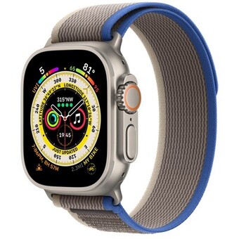 Умные часы Apple Watch Ultra 49 мм Titanium Case GPS + Cellular, титановый/сине-серый Trail Loop