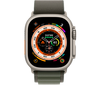 Умные часы Apple Watch Ultra 49 мм Titanium Case GPS + Cellular, титановый/зеленый Alpine Loop