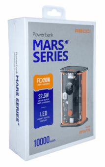 Внешний аккумулятор Recci Mars RPB-P35 10000mAh 1USB-A 1USB Type-C 22.5W 20W черный
