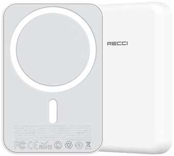Внешний аккумулятор с беспроводной зарядкой MagSafe Recci RPB-W11 5000мАч, 20+15 Вт, Белый