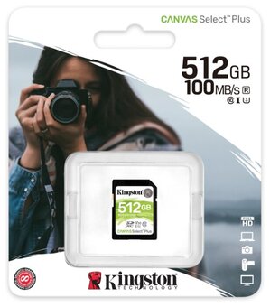 Карта памяти Kingston SDS2 512 GB, чтение: 100 MB/s, запись: 85 MB/s