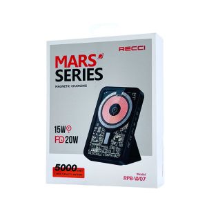 Внешний аккумулятор с беспроводной зарядкой Recci RPB-W07 Power Bank 5000мАч, PD20 Вт, black